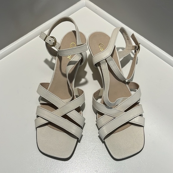 Gabor Damon Leather Ankle Square Toe Sling Back Heel Sandals - Picture 3 of 15